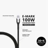 Nylon-braided durable 100W USB-C cable with E-Mark chip