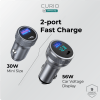 CURIO Car Charger - Dual Port Fast Charge with LCD Voltage Display (56W/30W) 2