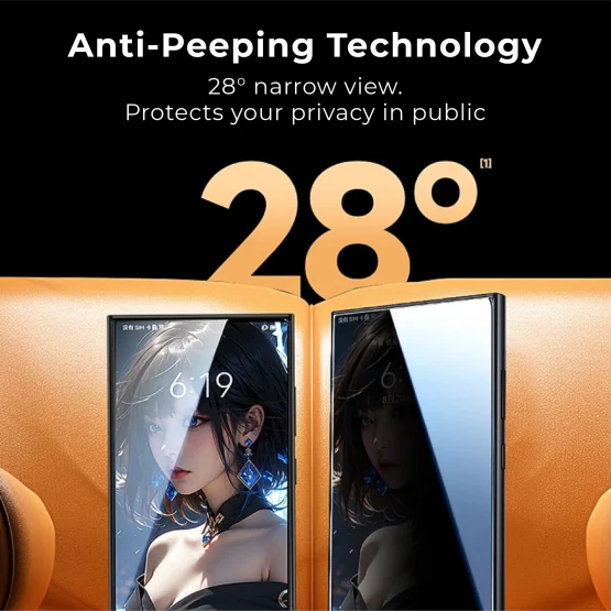 Privacy tempered glass that blocks side views