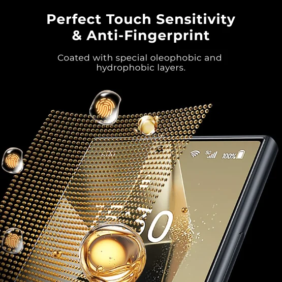 Water & oil resistant tempered glass screen protector