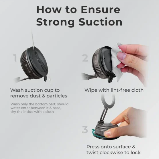 How to ensure vacuum suction is strong for car mount