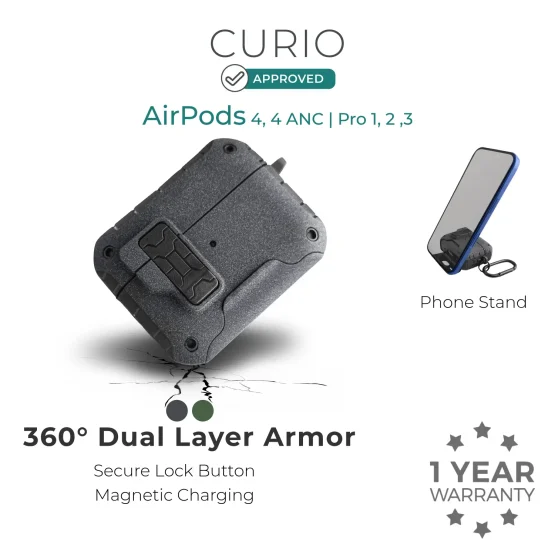 rugged airpods case with lock stand clip