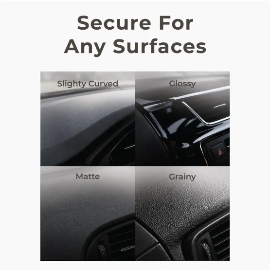 MagSafe Car Mount compatible with textured, glossy, matte, and slightly curved surfaces