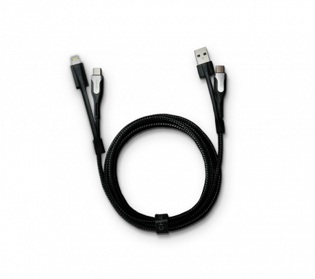 Universal 100W cable for Lightning, USB-C, & Micro USB devices